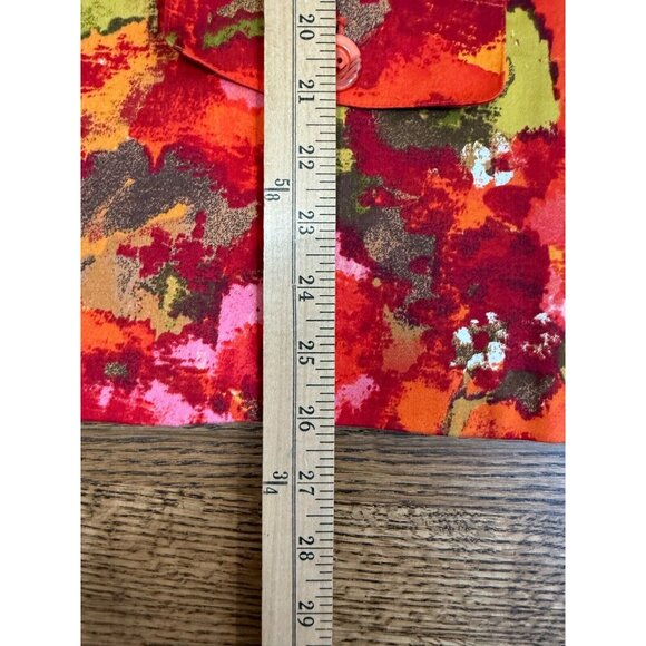 Chico's Womens Orange Red Watercolor Floral Button Jacket Size 3/XL Artsy Retro - Picture 12 of 13
